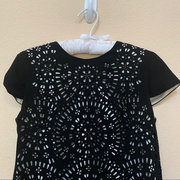 Cynthia Steffe Black White Laser Cut Sheath Dress - Picture 5 of 10